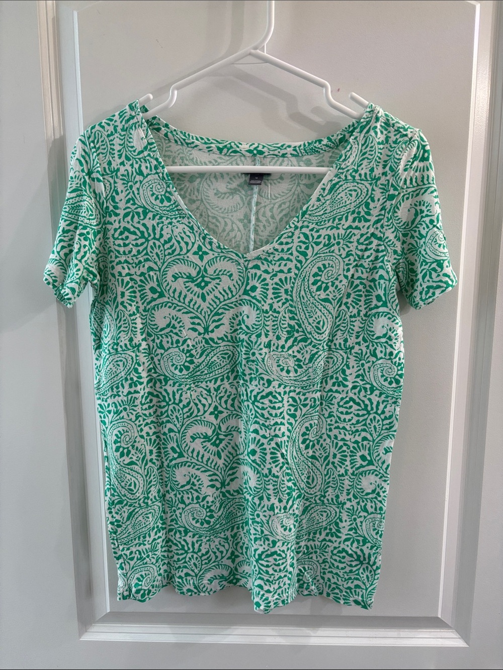 Green Paisley V-Neck Short Sleeve Tee by J.Crew
